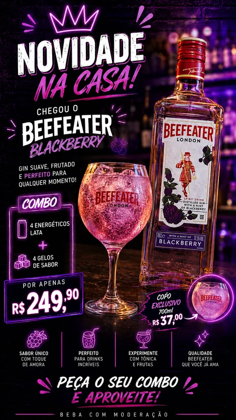 Beefeater Blackberry · copo R$ 37,00 · combo R$ 249,90